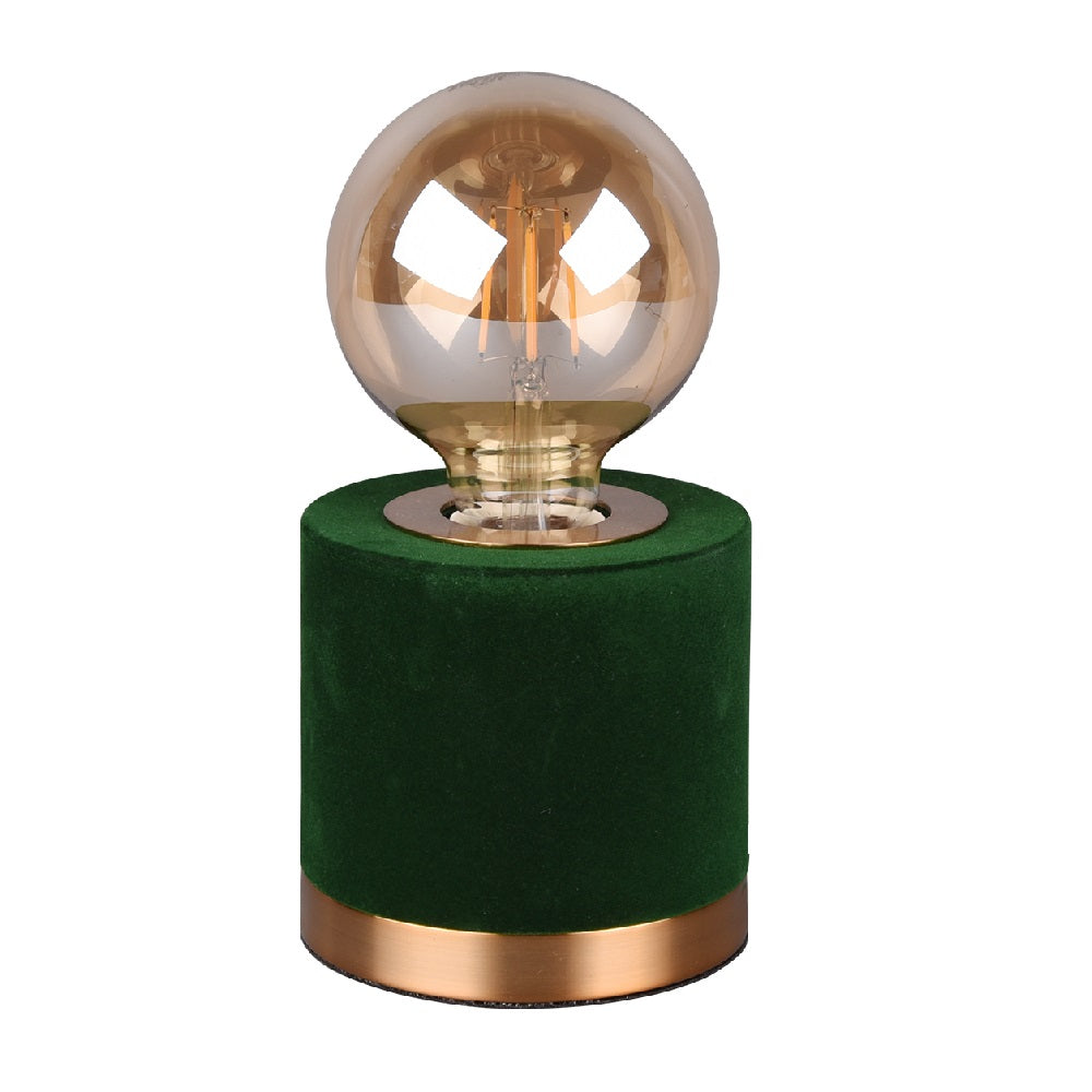 Britalia BR50691015 Green Velvet Suede & Brushed Gold Vintage Cylindrical Table Lamp 11cm