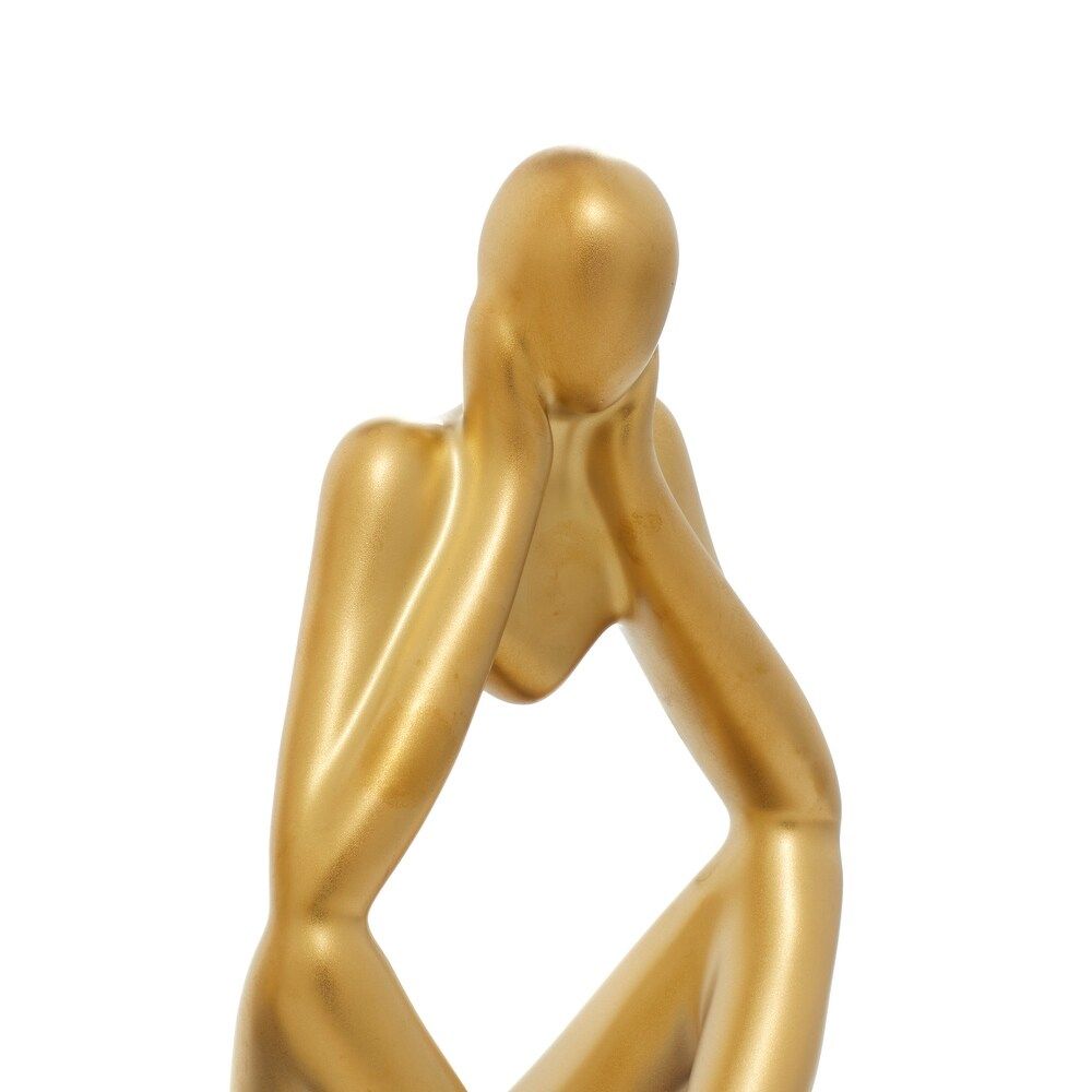 CosmoLiving by Cosmopolitan Silver or Gold Porcelain Sitting Thinker People Sculpture (Set of 3)