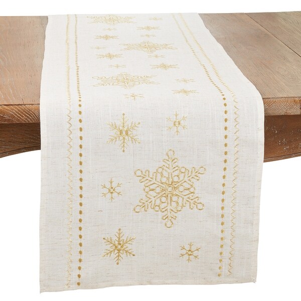 Sophisticated Snowflake Table Runner with Intricate Embroidery - 16