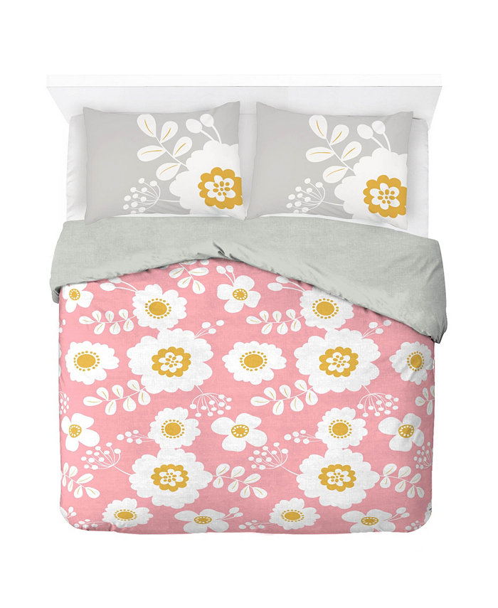 Saturday Park Cutout Floral 100% Organic Cotton Full Queen Duvet Cover and Sham Set