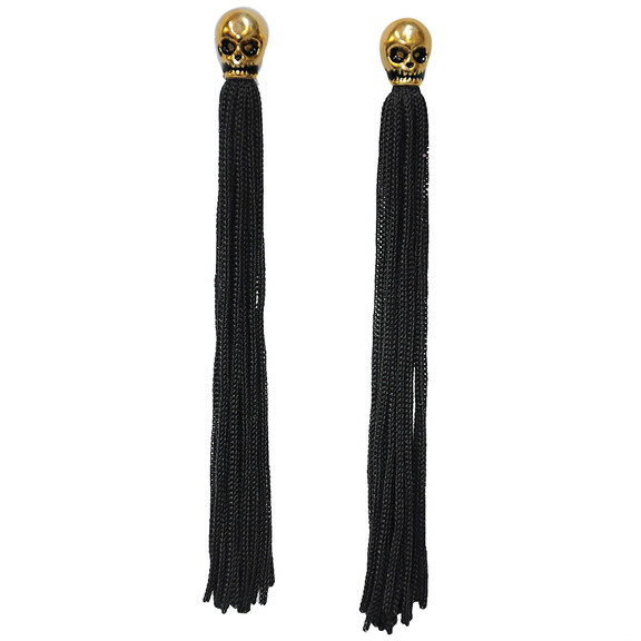 Morris Costumes GLH180059 Metal Skull Tassel Earri...