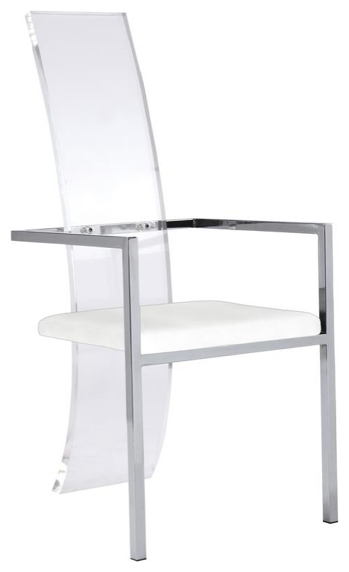 Acrylic High Back Arm Chair   Set Of 2  White   Contemporary   Dining Chairs   by GwG Outlet  Houzz