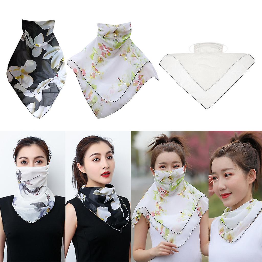 3pcs Womens Face Mask Scarf Travel Dust-proof  Breathable Silky Shade