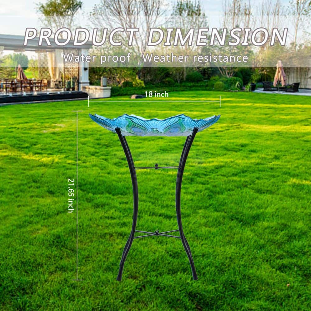 MUMTOP Outdoor Solar Birdbath with Metal Stand A1-42A0012