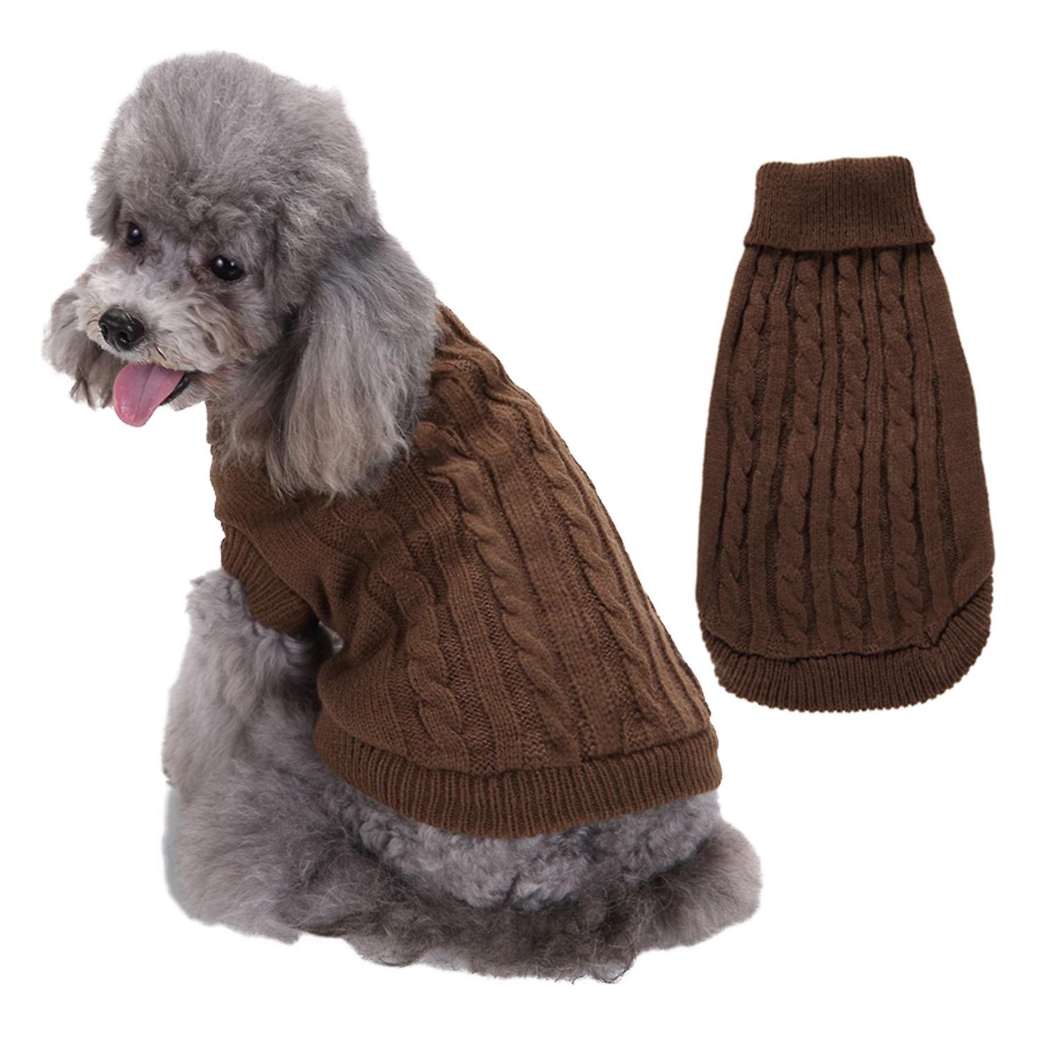 Dog Sweater， Warm Pet Sweaters Dogs Large Dogs， Cute Knitted Classic Cat Sweater Dog Clothes Coat For Girls Boys Dog Puppy Cat (large， Brown)