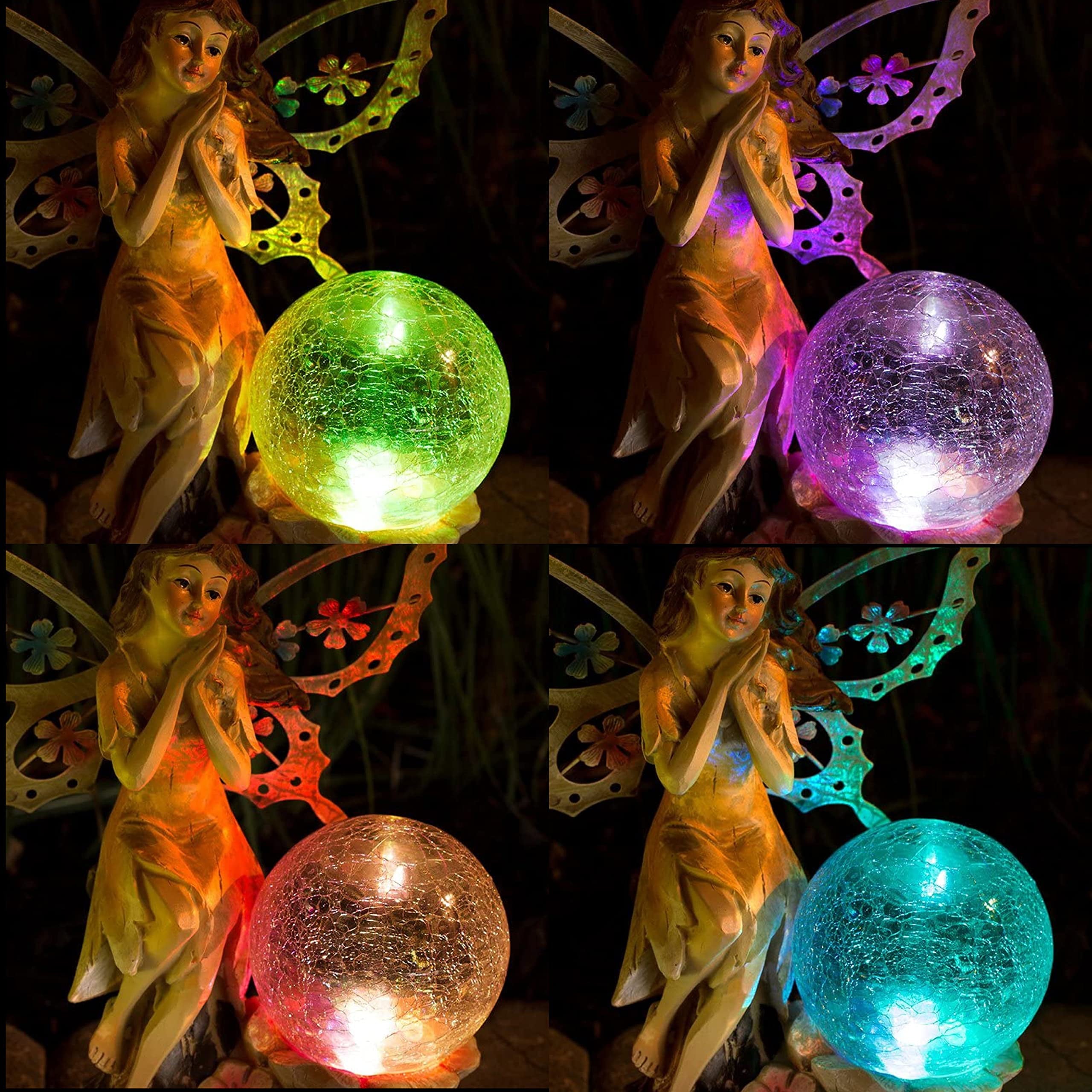 Dawhud Direct Fairy Solar Garden Light with Color Changing LED Crackled Glass Globe