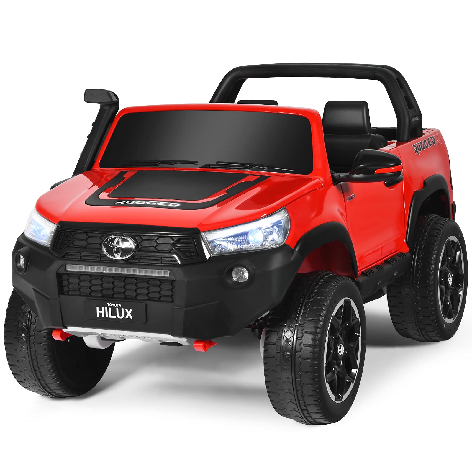 Costzon 2-Seater Ride on Car, 4WD 2x12V Licensed Toyota Hilux Battery Powered Truck w/ Remote Control