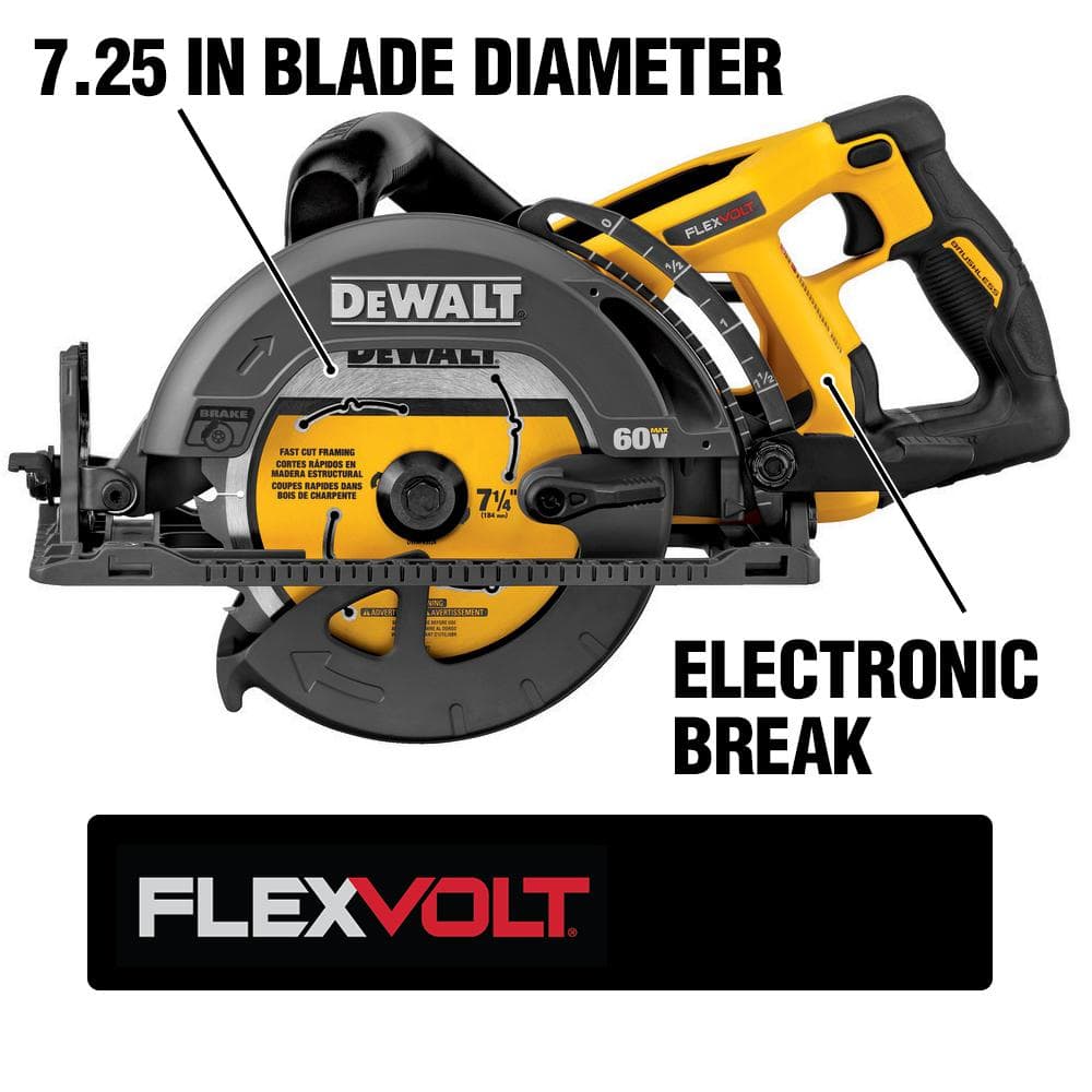 DEWALT FLEXVOLT 60V MAX 7-1/4 in. Cordless Worm Drive Style Saw with 9.0Ah Battery Kit DCS577X1