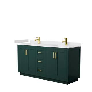 Wyndham Collection Miranda 66 in. W x 22 in. D x 33.75 in. H Double Bath Vanity in Green with White Cultured Marble Top WCF292966DGDWCUNSMXX