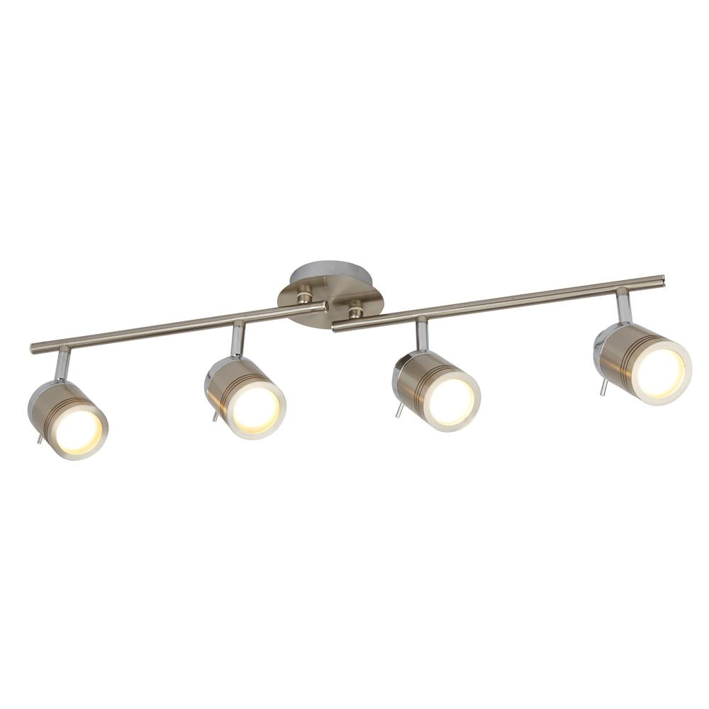 Searchlight 6604SS Samson Satin Silver Bathroom Vintage 4 Lamp Split Bar Spotlight