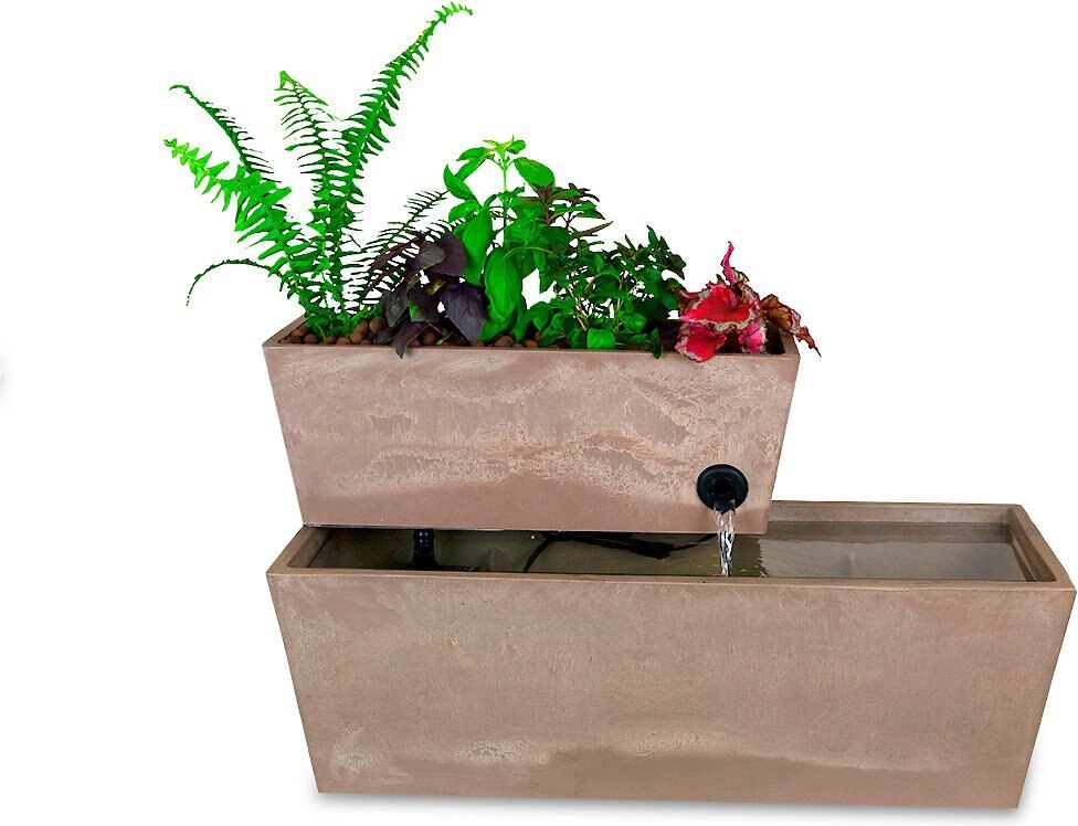 AquaSprouts Fountain Aquaponics Ecosystem Kit， Taupe， 6-gal