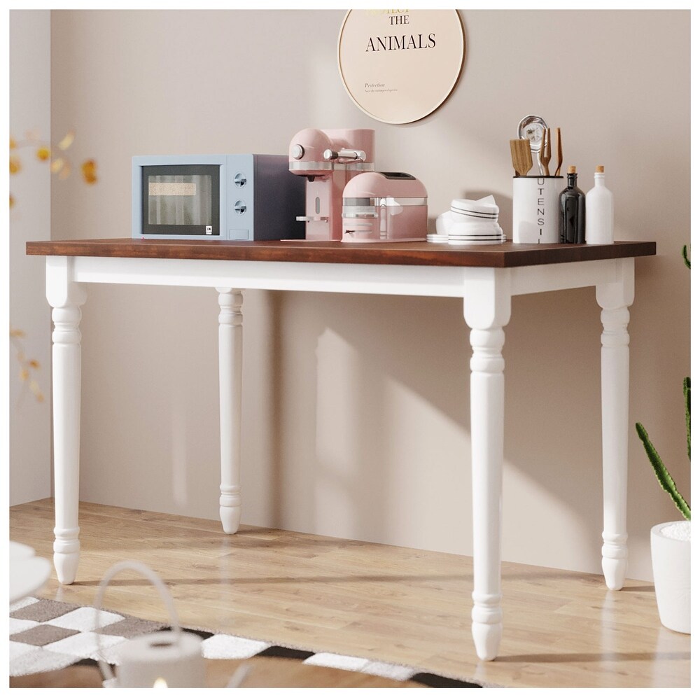 Kitchen Dining Table   Cherry Top White Legs Wood Dining Table