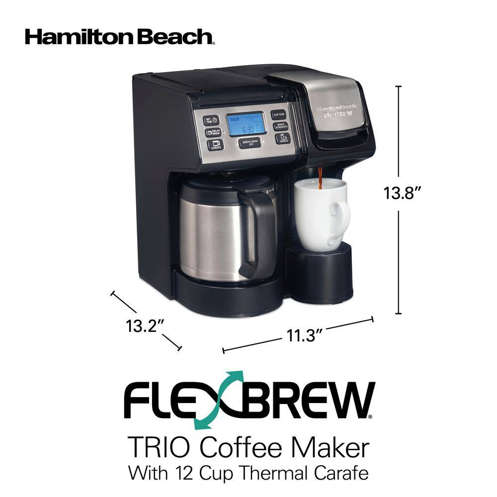 Hamilton Beach FlexBrew Trio 12-Cup Black Coffee Maker with Thermal Carafe 49920