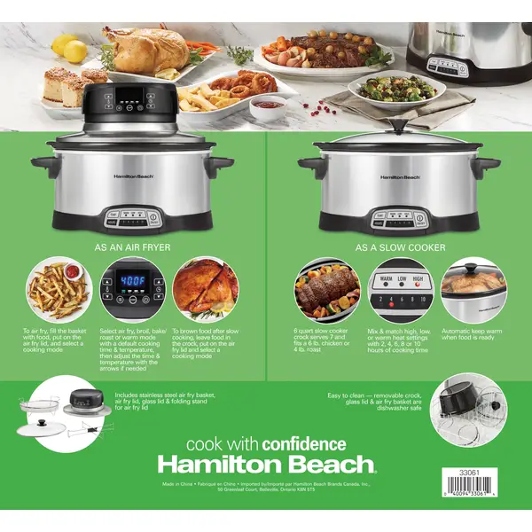 Hamilton Beach 6 Quart 2-in-1 Air Fry Slow Cooker