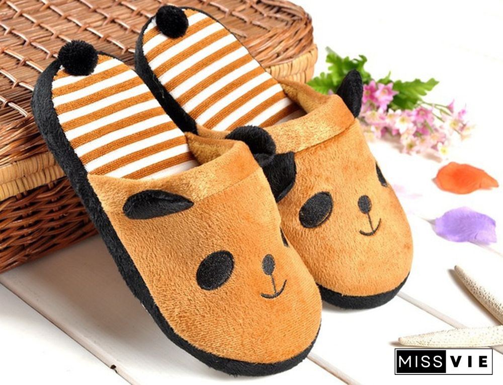 1Pair Cute Women Winter Plush Slipper Cute Panda Indoor Slippers Soft Soled Women's Cotton Slippers