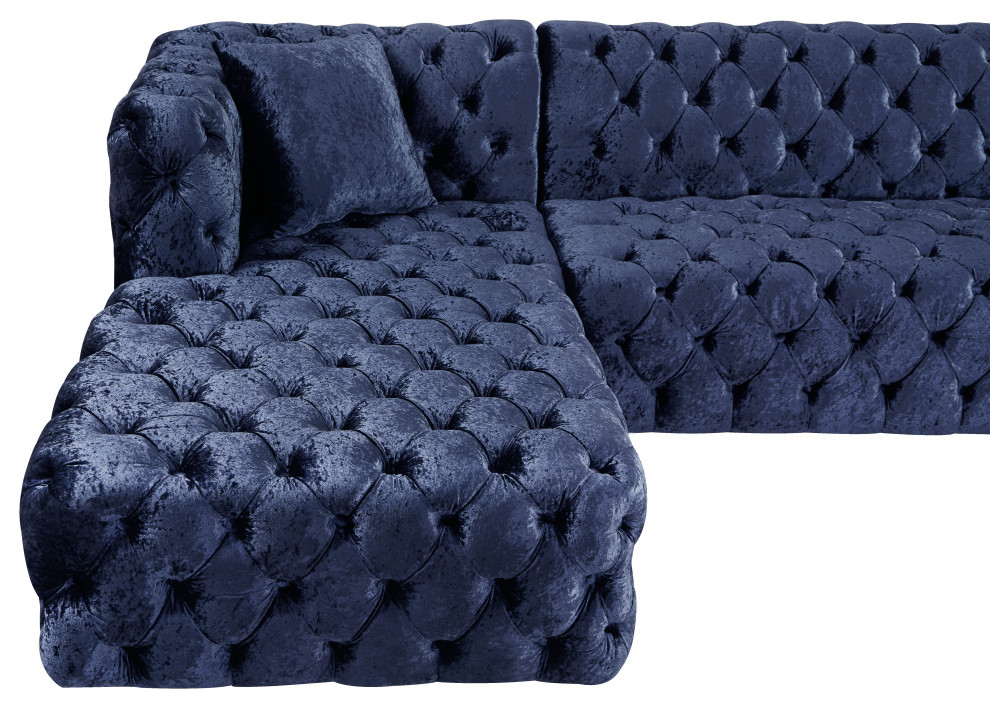 Coco Velvet Upholstered 3 Piece Sectional   Contemporary   Sectional Sofas   by Meridian Furniture  Houzz