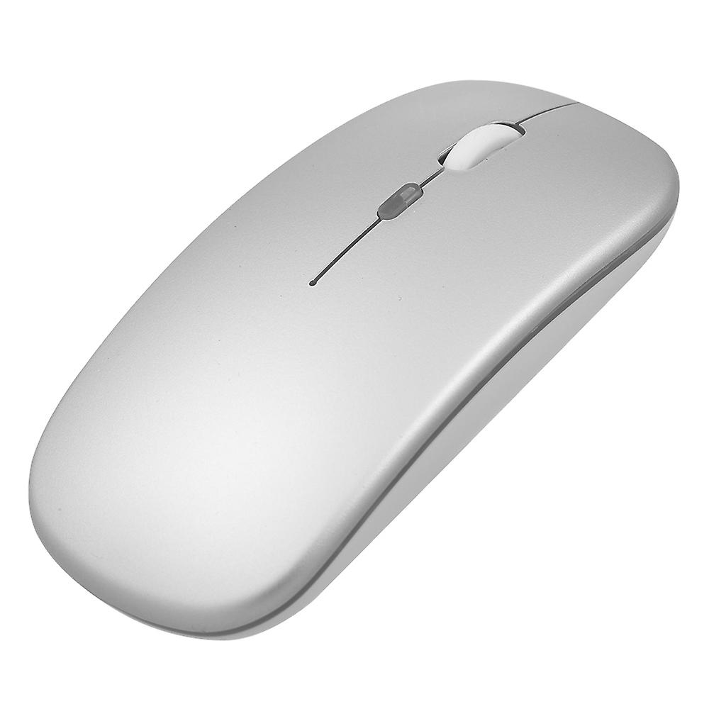 2.4g Bt 5.0 Wireless Slim Rechargeable Mouse Less Noise 3 Adjustable Dpi 7-color Breathing Light For Laptop Computer， Silver Silver With Light