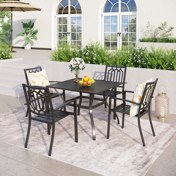 5piece Outdoor Ecoated Patio Dining Set with Stackable Chairs