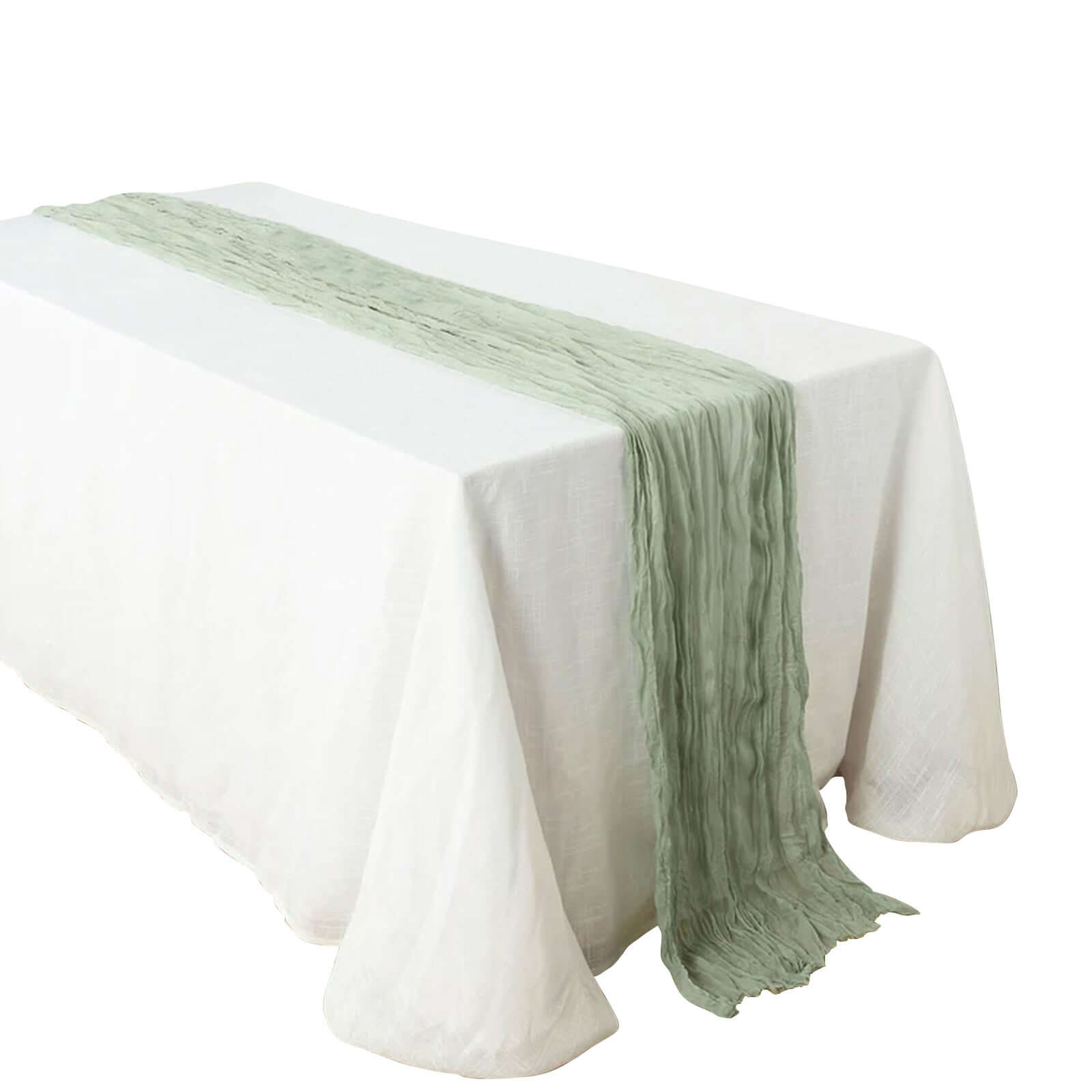 Sage Green Gauze Cheesecloth Boho Table Runner 10ft