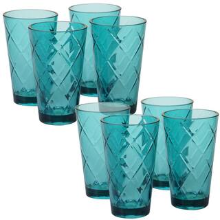 Certified International 20 oz. 8-Piece Teal Acrylic Ice Tea Glass 20430Set8