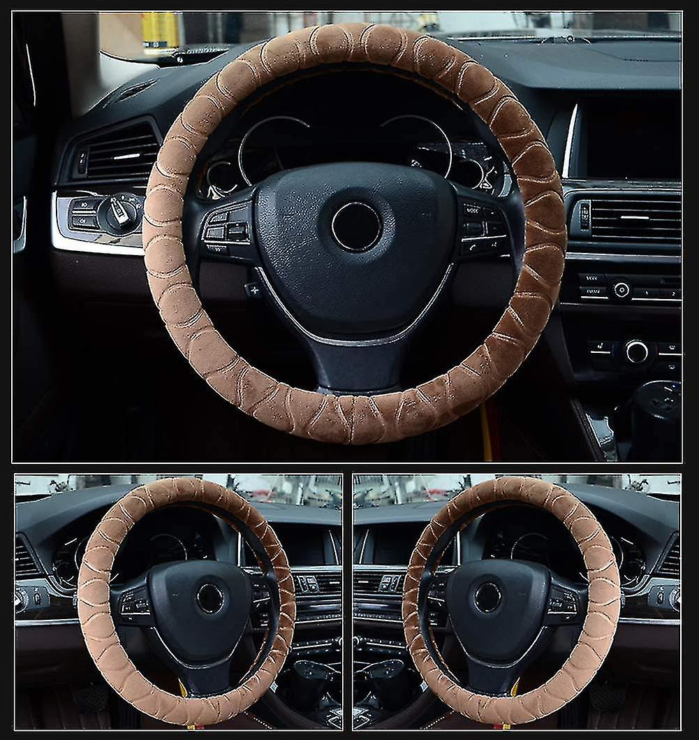 Anti-slip Fluffy Plush Steering Wheel Cover Soft Furry Winter Warm Vehicle Car Steering Wheel Protector Stretch On Universal Fit 37-39cm