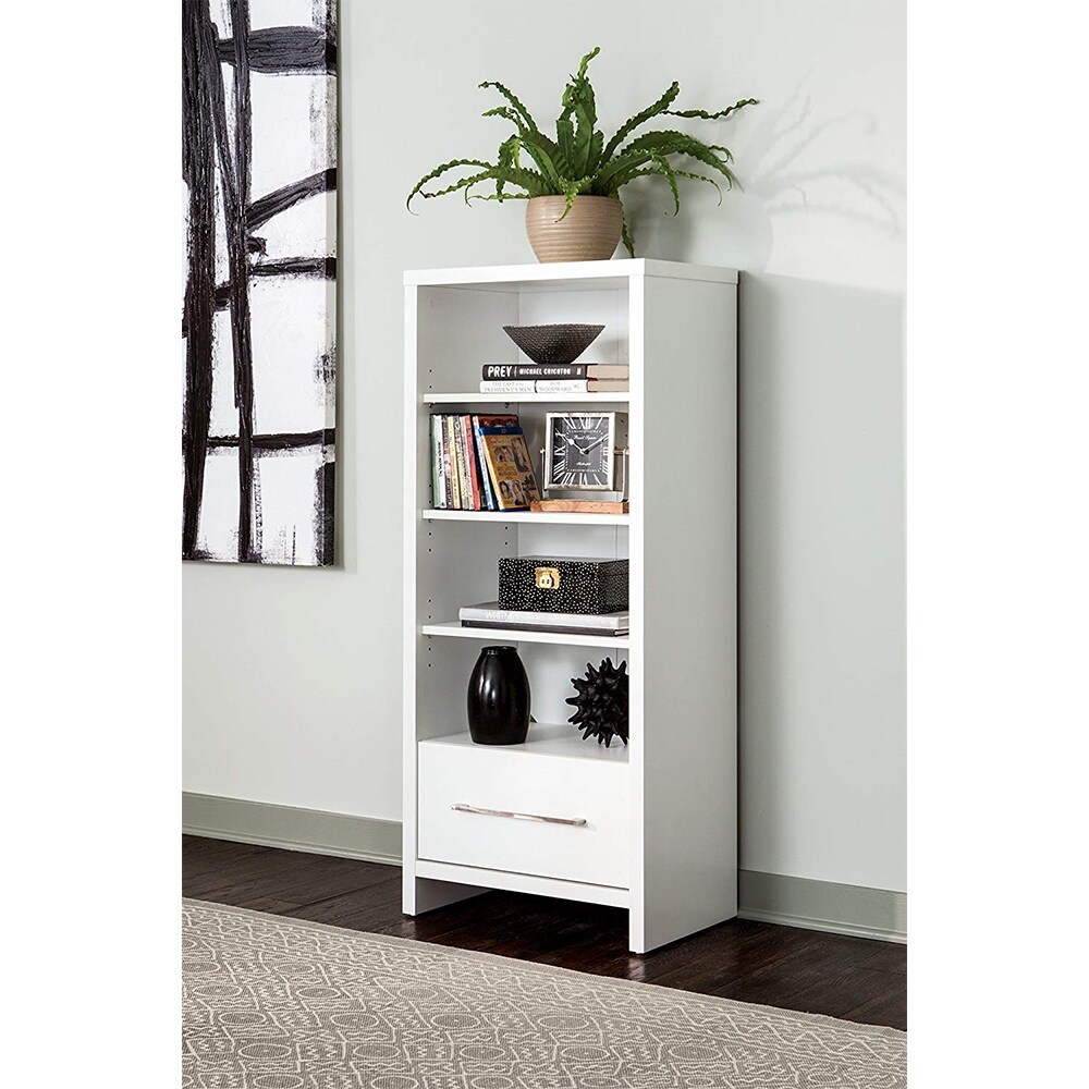 ClosetMaid 165100 Decorative Media Storage Tower Bookcase with Drawer  White   57