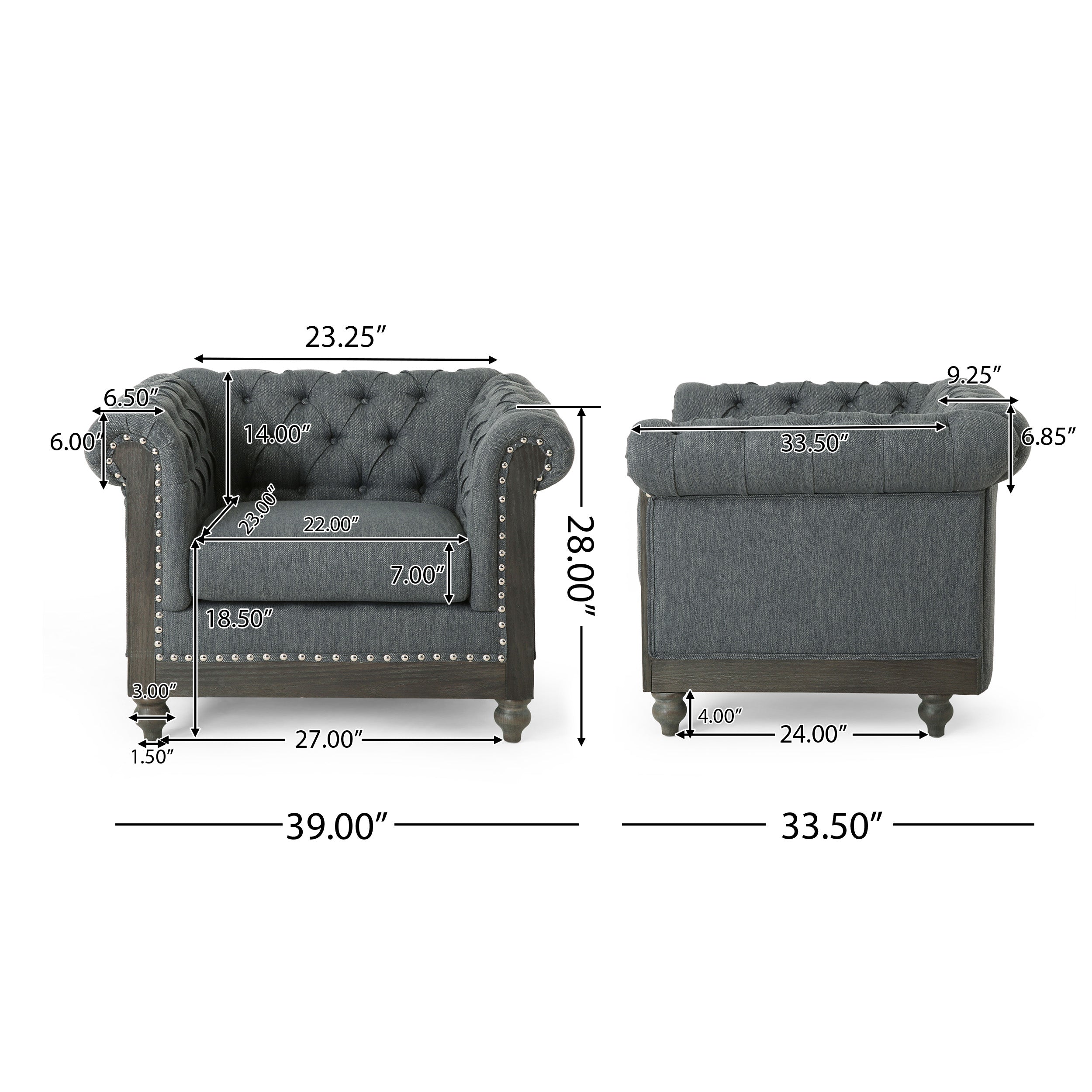 Batavia Chesterfield Tufted Fabric Club Chair with Nailhead Trim