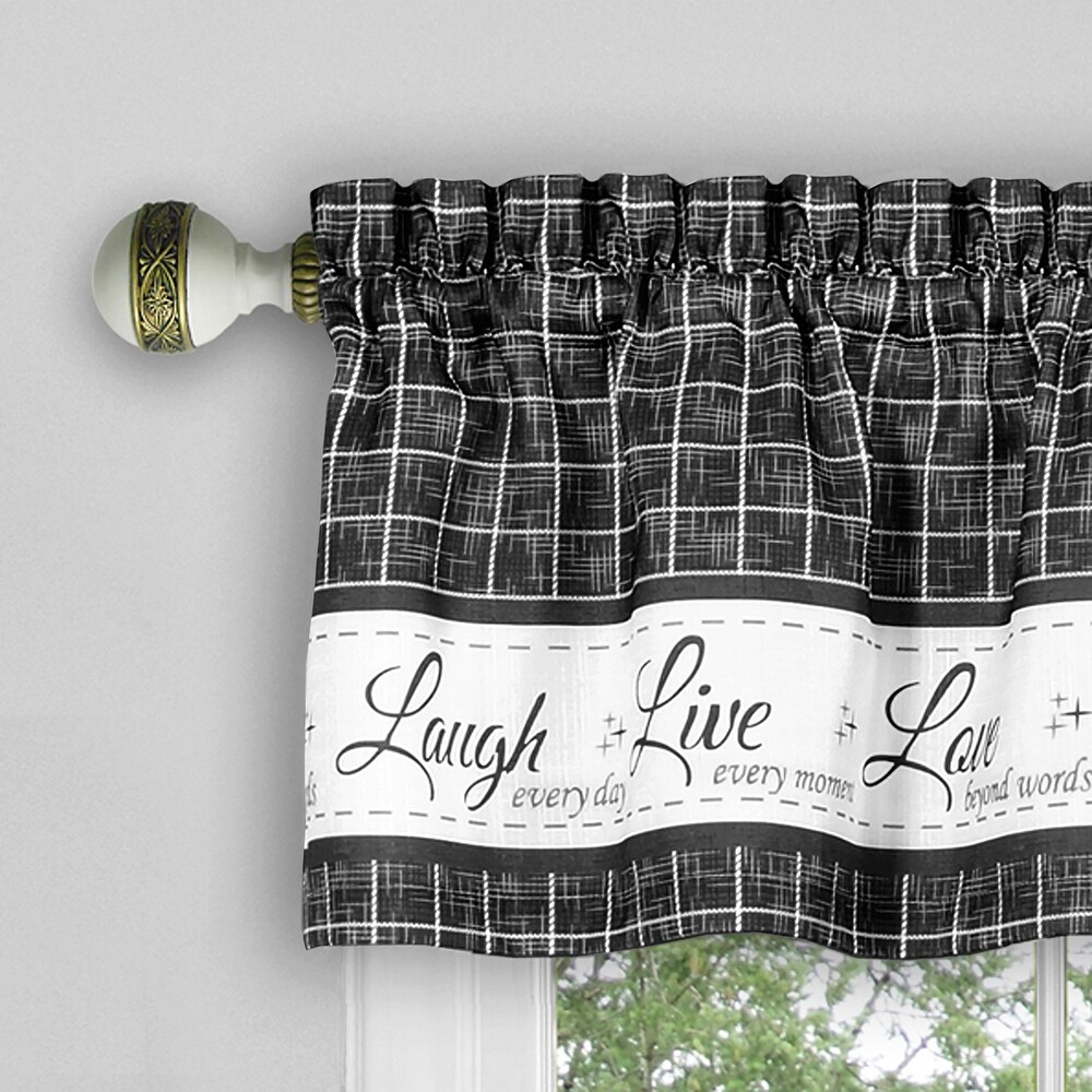 Live Laugh Love 3 Piece Kitchen Curtain Set  Tiers 58x36  Swag 58x14 Inches   58x36