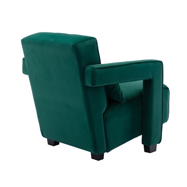 Modern Velvet Upholstered Armchair with Pillow， Armrest Single Sofa Accent Leisure Style Chair