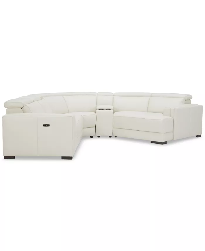 Furniture Jenneth 5-Pc. Leather Sofa with 1 Power Motion Recliner and Cuddler