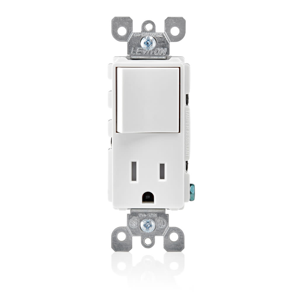 Leviton Combination Decora Switch and Receptacle/Outlet 15A White