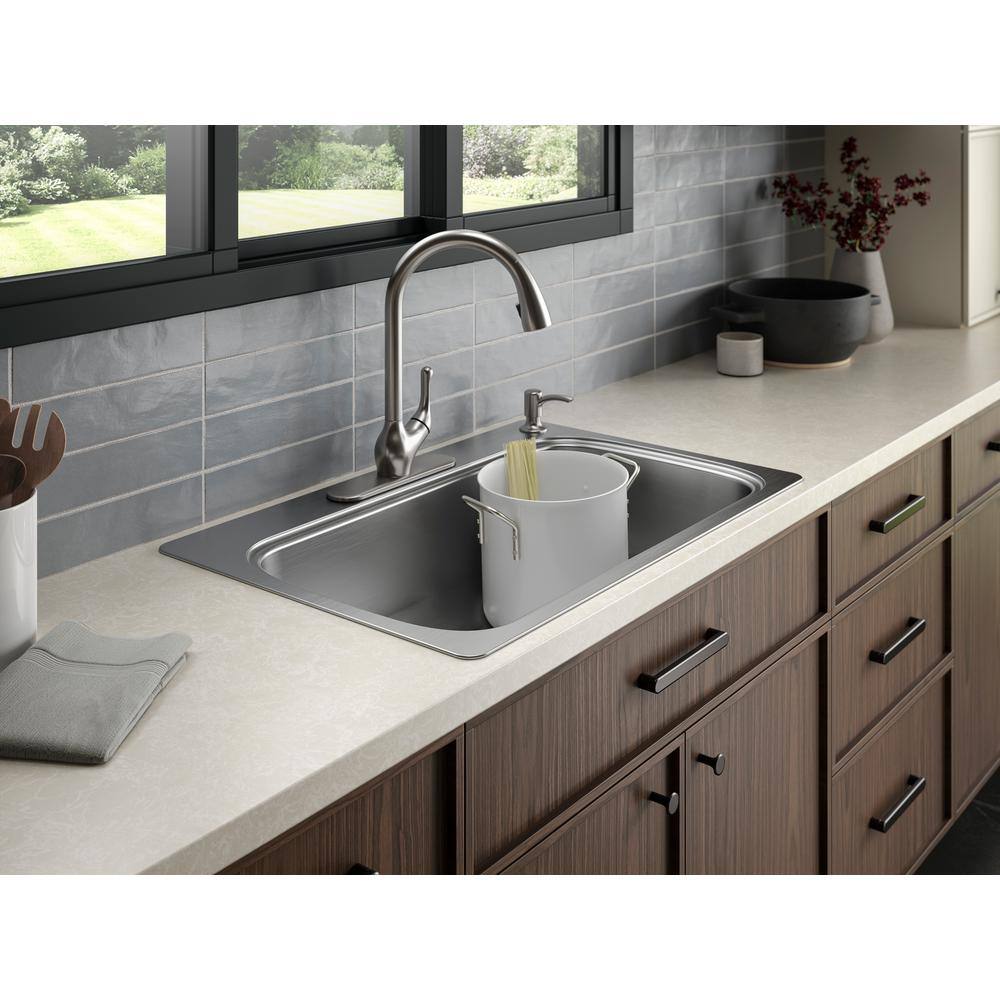 KOHLER Verse 33 in. Drop-in Single Bowl 18 Gauge Stainless Kitchen Sink with 4 Faucet Holes K-RH20060-4-NA