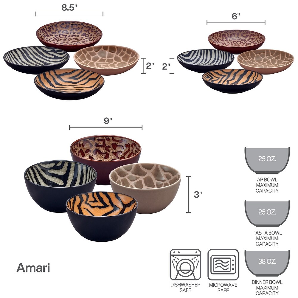 Mikasa Amari 12Pc Dinnerware Bowl Set  Service for 4