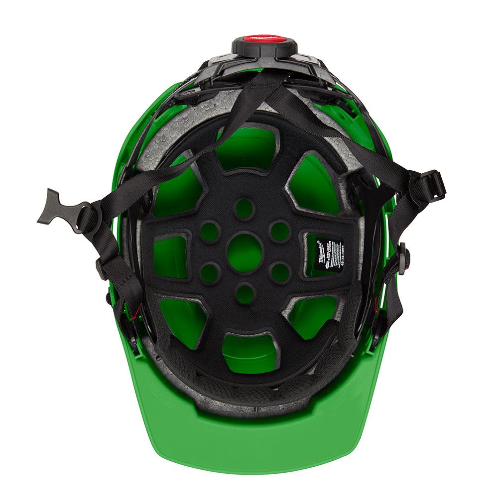 Milwaukee Green Front Brim Helmet with BOLT Class E