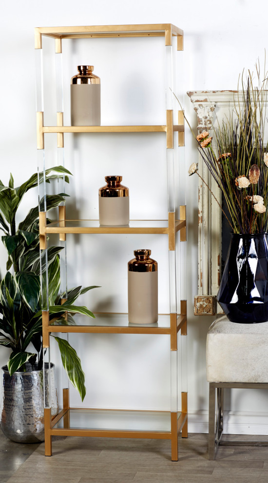 Contemporary Gold Acrylic Shelving Unit 56936   Contemporary   Bookcases   by Brimfield  ampMay  Houzz