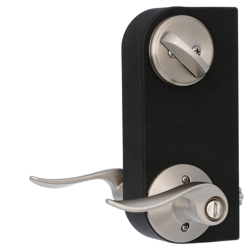 Schlage Sacramento Satin Nickel Single Cylinder Deadbolt and Keyed Entry Door Handle Combo Pack FB50N V SAC 619