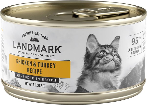 American Journey Landmark Chicken and Turkey Recipe in Broth Grain-Free Canned Cat Food， 3-oz， case of 12