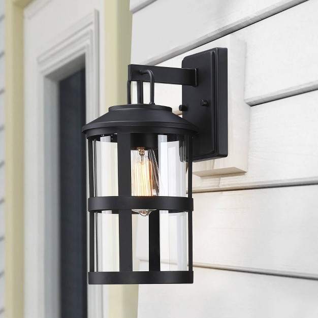 Glass Outdoor Wall Light Black Wellfor Weather resistant Retro inspired E26 Bulb Compatible All weather Design Rust resistant Aluminum Base