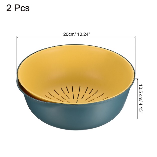 Unique Bargains Colander Kitchen Strainer Bowl Sets Double Layered Drain Basket Colanders