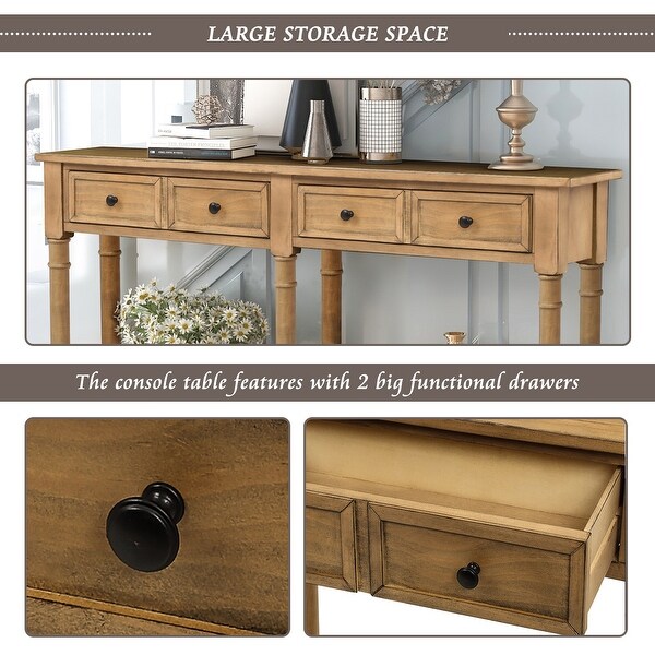 Console Table Sofa Table Easy Assembly with Two Storage Drawers