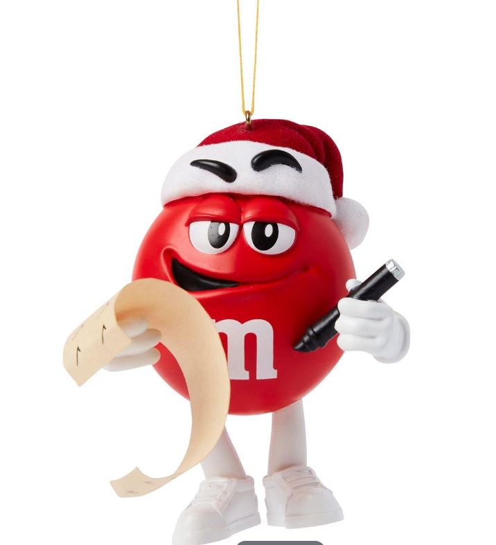 3 Red M&M With List Ornament