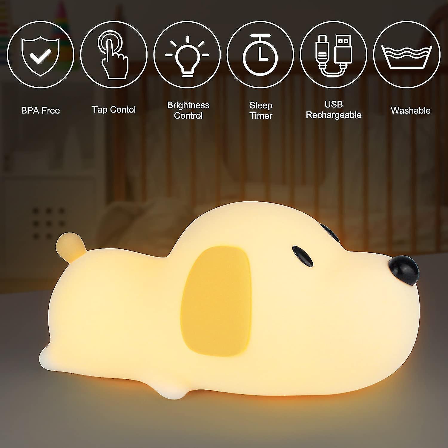 Baby Night Light， Ptn Dog Night Light For Baby Kids， Bedside Lamp Safe Soft Silicone Dog Light Bulb With Multicolor Lamp， Cute Doggy Night Lamp， Great