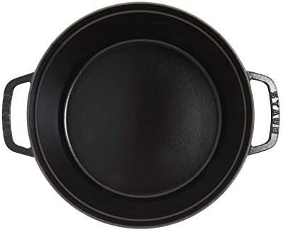 Staub Cast Iron 7-qt Round Cocotte - Black Matte， Made in France