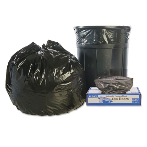 Stout Total Recycled Content Plastic Trash Bags | 45 gal， 1.5 mil， 40