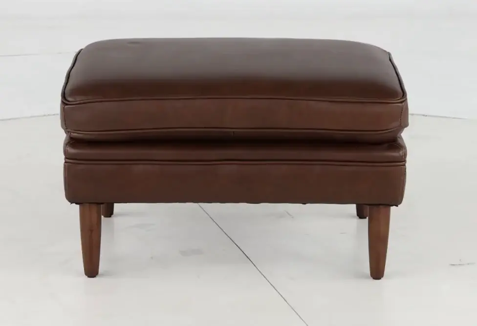 Volcano Brown Leather Ottoman