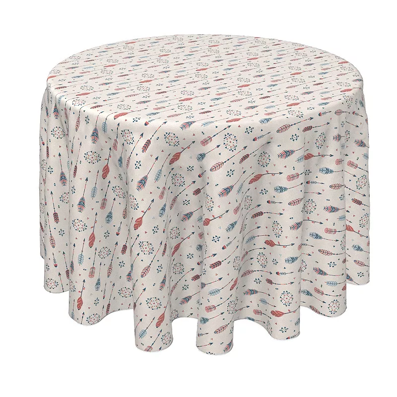 Round Tablecloth， 100% Polyester， 70 Round， Ethnic Arrows