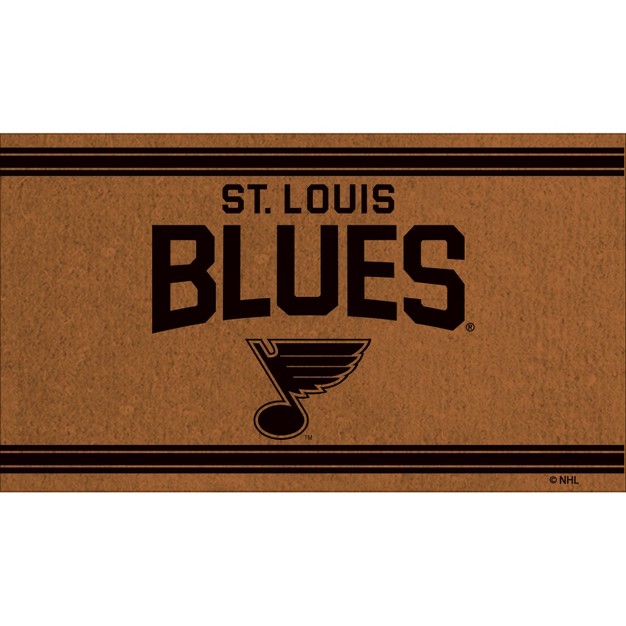 Evergreen St Louis Blues Logo Turf Mat Brown 28 X 16 Inches Indoor Outdoor Doormat