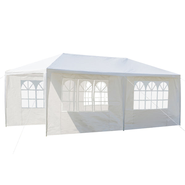 X XBEN Heavy Duty Canopy Event Tent-10'x20' Outdoor White Gazebo Party Wedding Tent, Sturdy Steel Frame Shelter w/4 Removable Sidewalls Waterproof Sun Snow