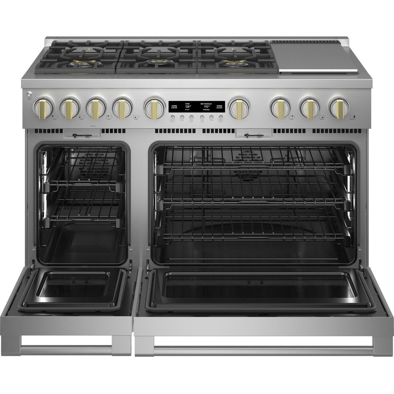 Monogram 48-inch Freestanding Dual-Fuel Range with True European Convection Technology ZDP486NDTSS