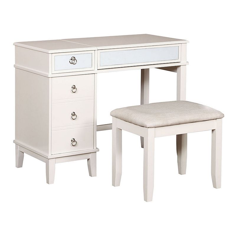 Linon Eva Vanity Table and Stool 2-piece Set